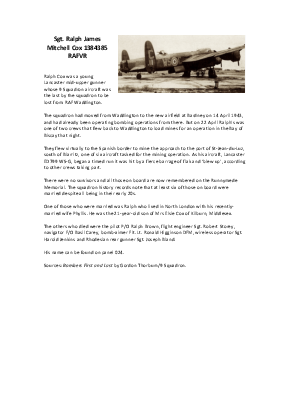 A preview of a PDF biography for Cox, Ralph James Mitchell